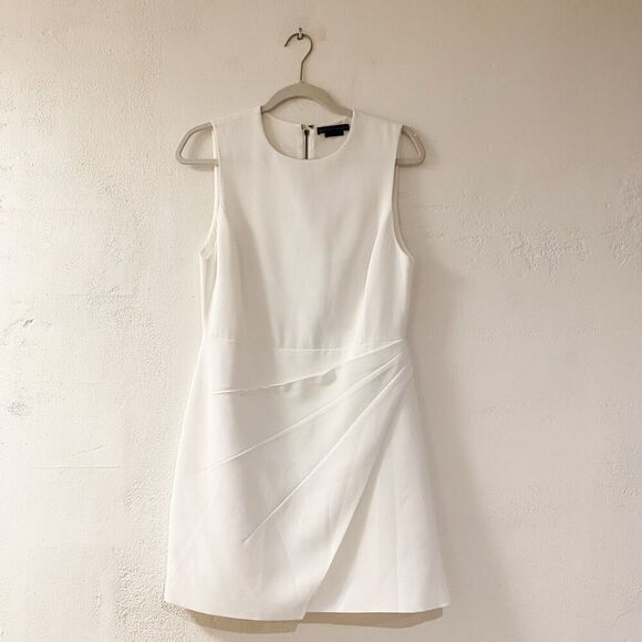 Alice + Olivia Kelsey Asymmetrical Drape Dress in White Size 8 - Picture 2 of 11